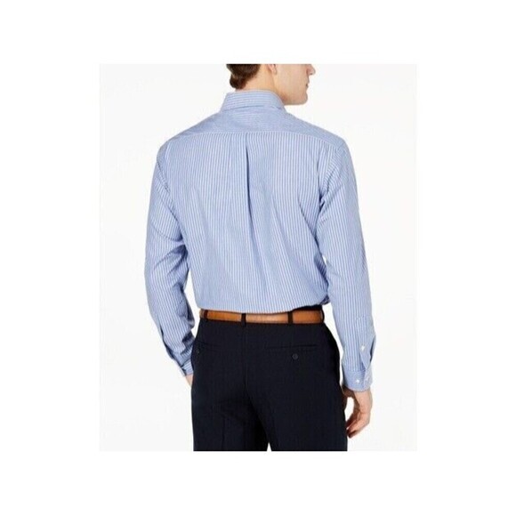 Club Room Men Classic Regular Fit Pinstripe Dress Shirt Blue White Sz 15.5 34-35 - Picture 2 of 3